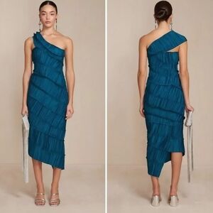 NEW! CULT GAIA Livia Seamoss Ruffle Asymetrical One Shoulder Gown Dress Size M